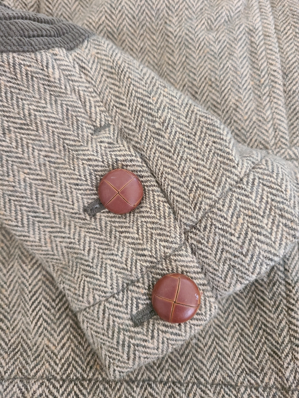 Vintage Abercrombie & Fitch Tan Herringbone Tweed Blazer with Elbow Patches M - Picture 8 of 12